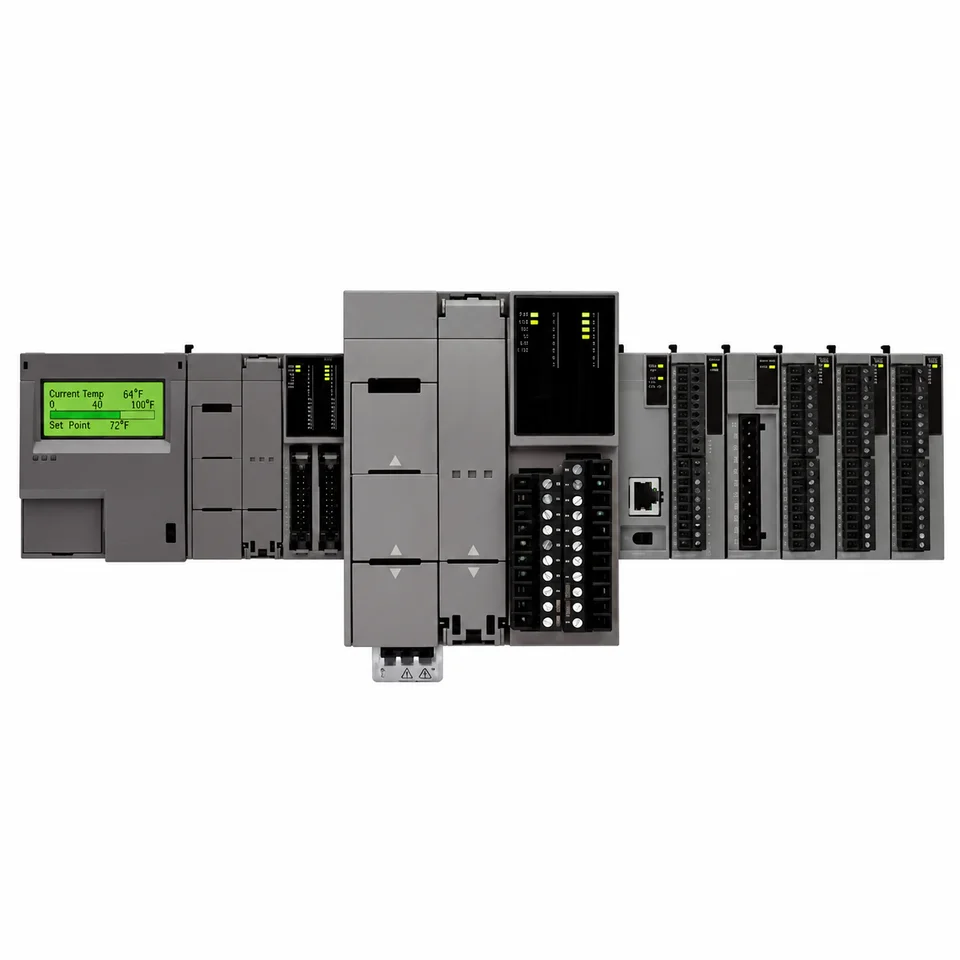 PLC controllers and expansion modules with operator display