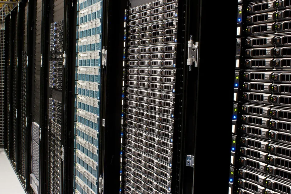 Server racks inside a data center